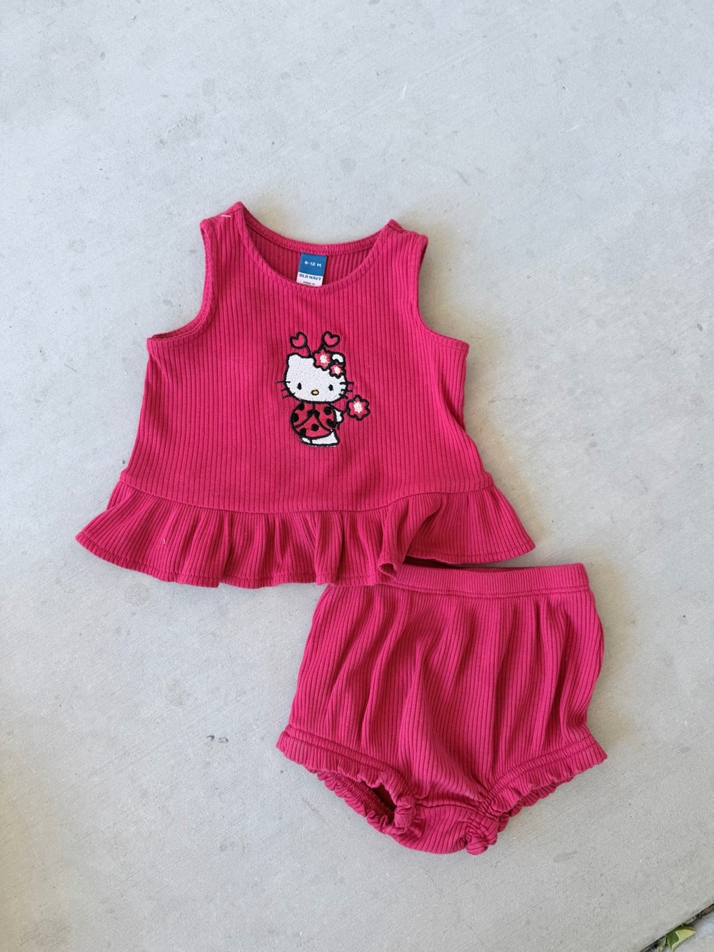 Upcycled Red Hello Kitty Ribbed Tank & Bloomers Set